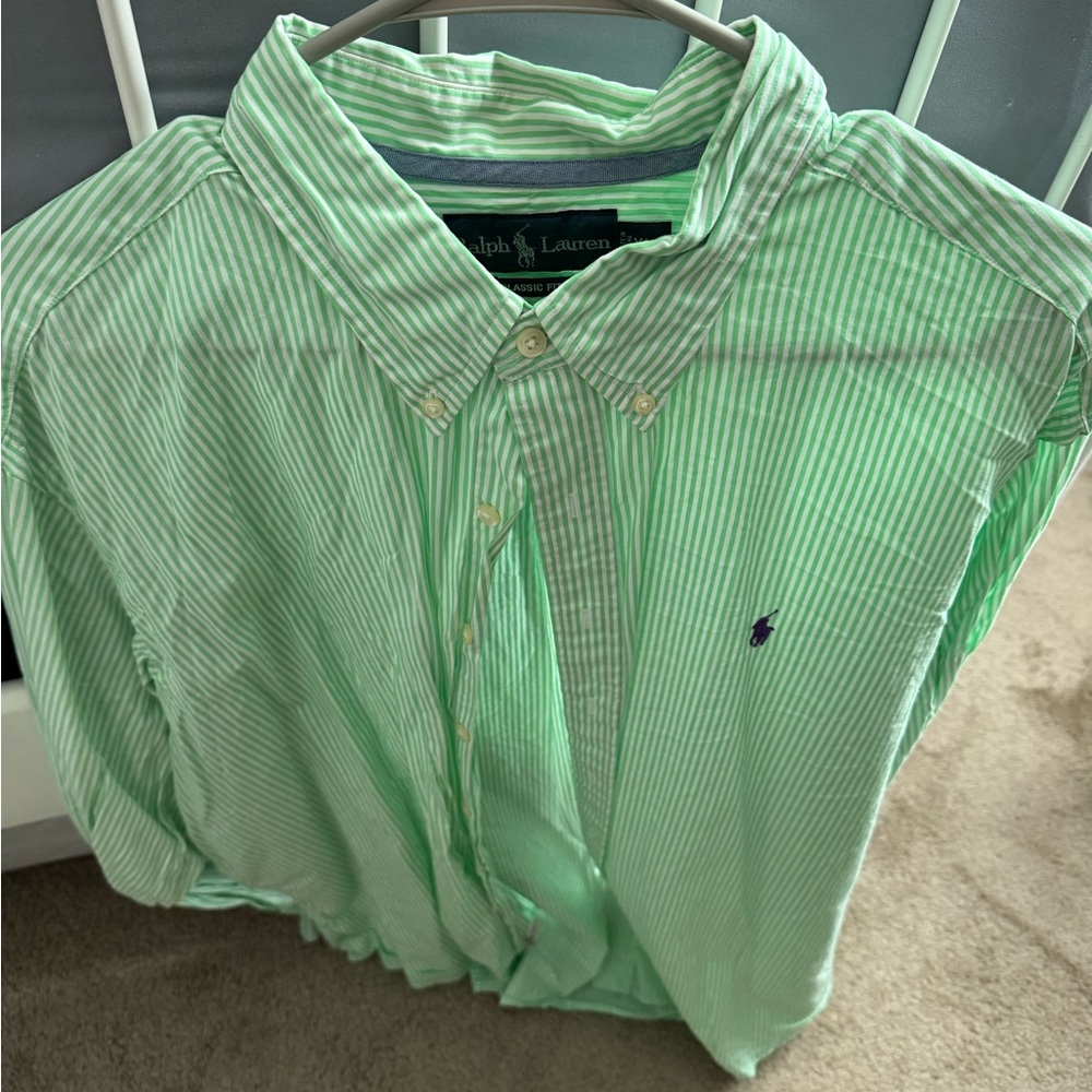 Ralph Lauren Green Striped Men's Shirt